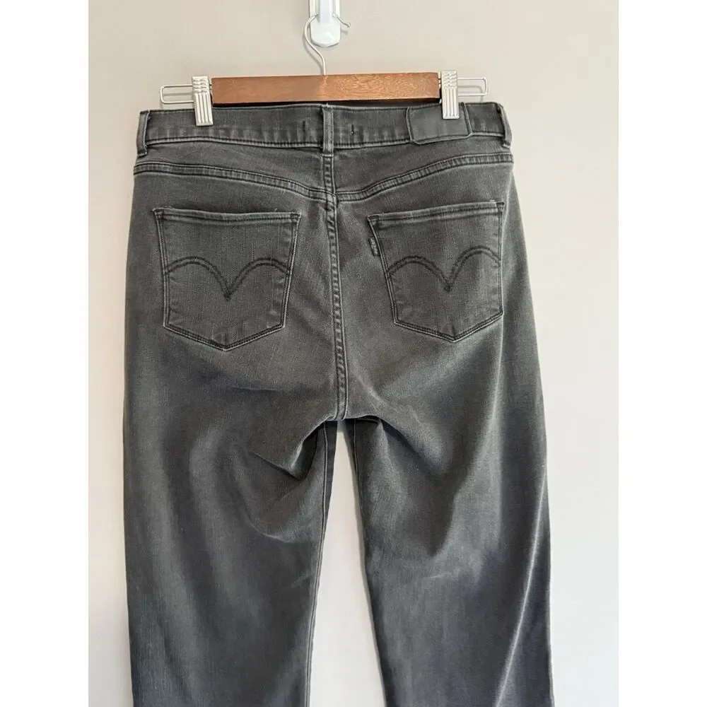 Levi's Classic Straight Jeans Charcoal Black Gray Stretch Denim High Rise 28/6